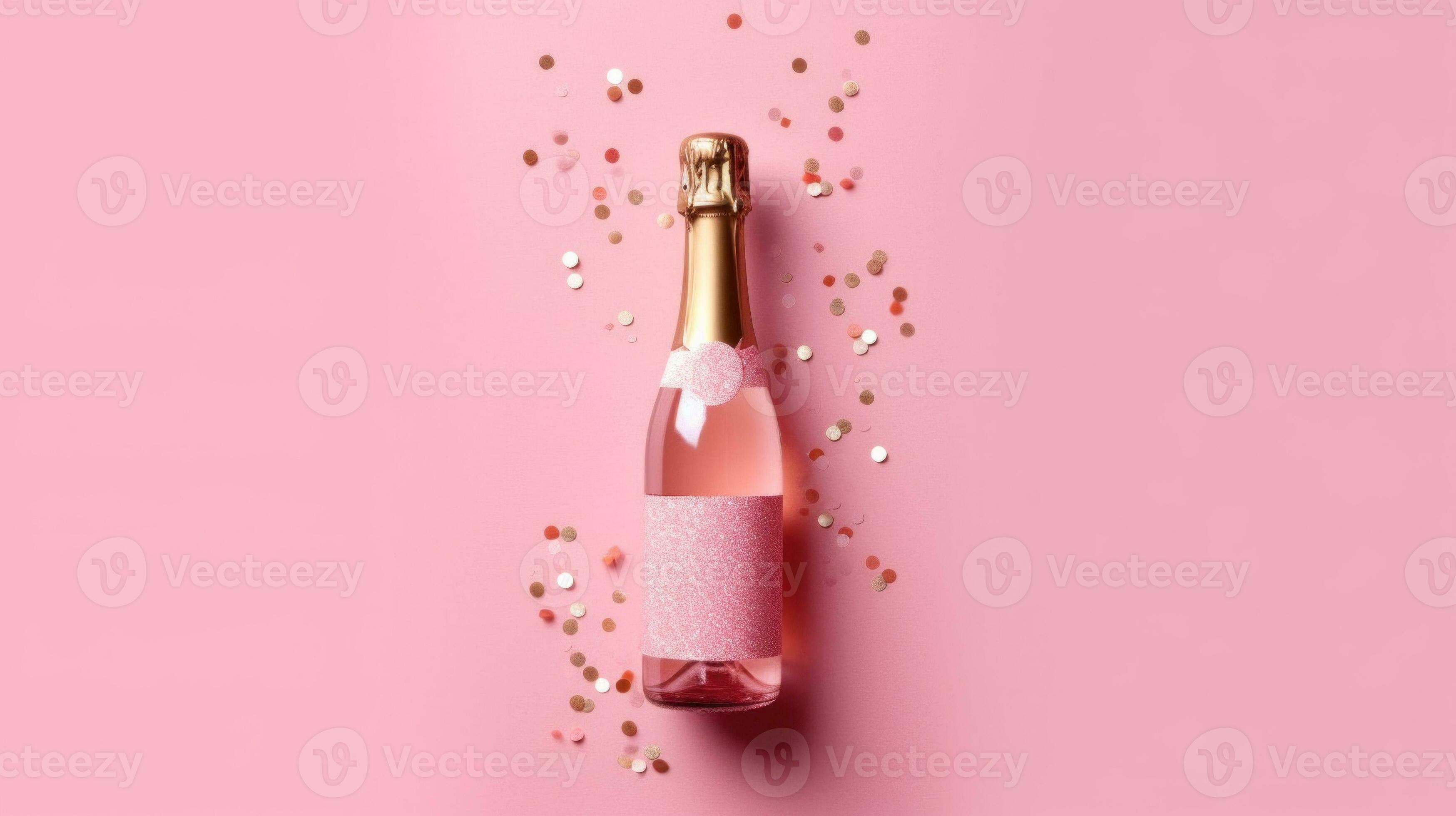 Champagne with confetti background. Illustration AI Generative 24926262