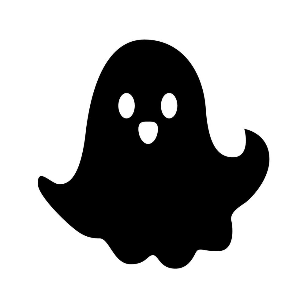 Víspera de Todos los Santos fantasma, plano silueta. vector ilustración