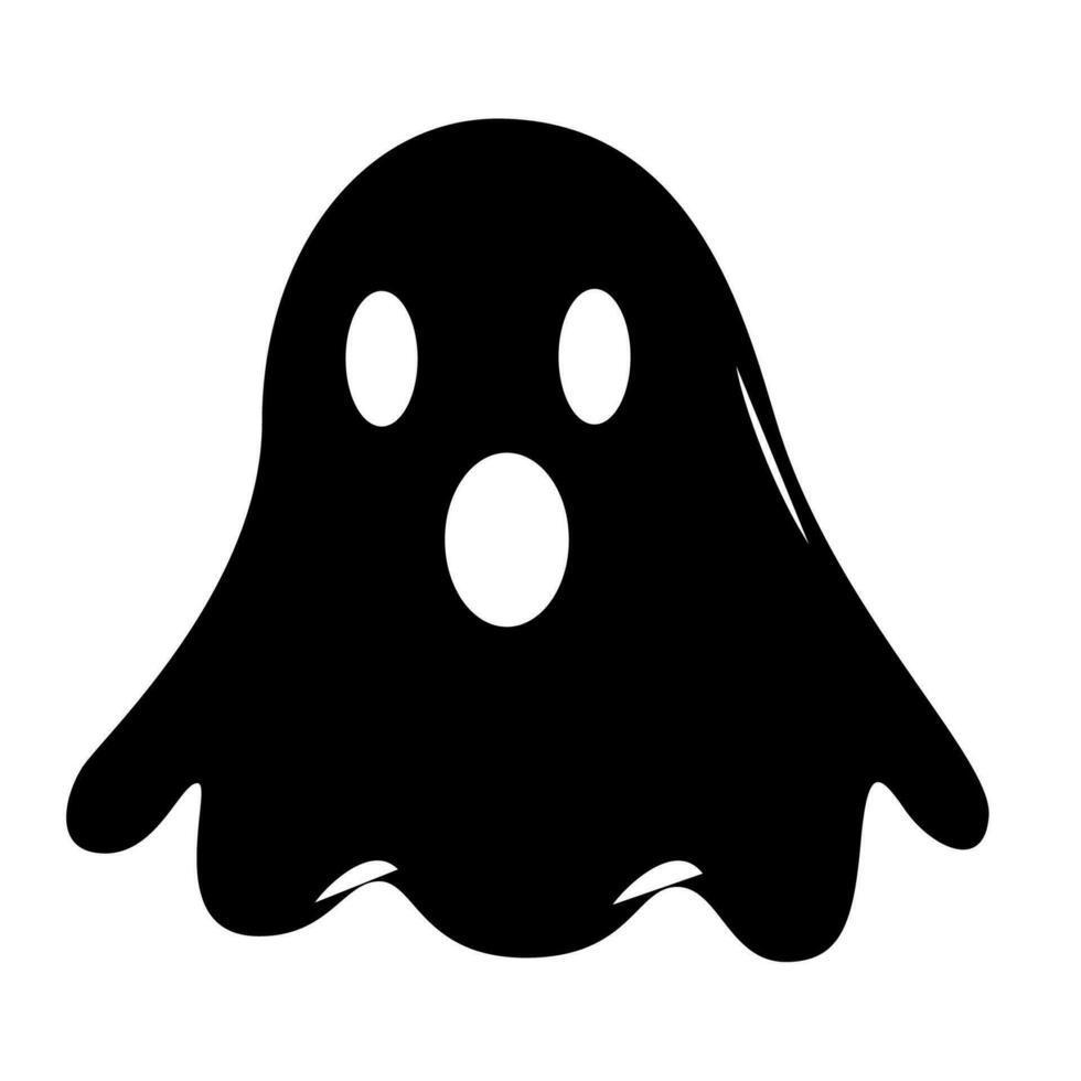 Halloween ghost, flat silhouette. Vector Illustration