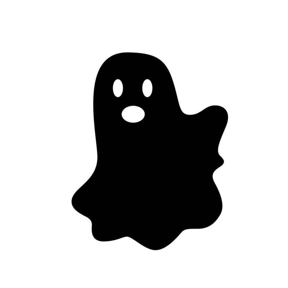 Halloween ghost, flat silhouette. Vector Illustration