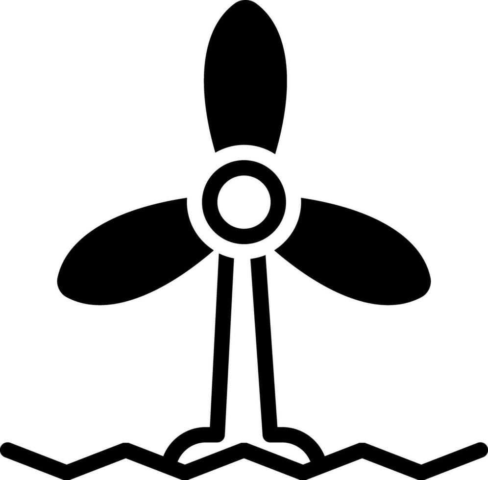 solid icon for wind turbine vector