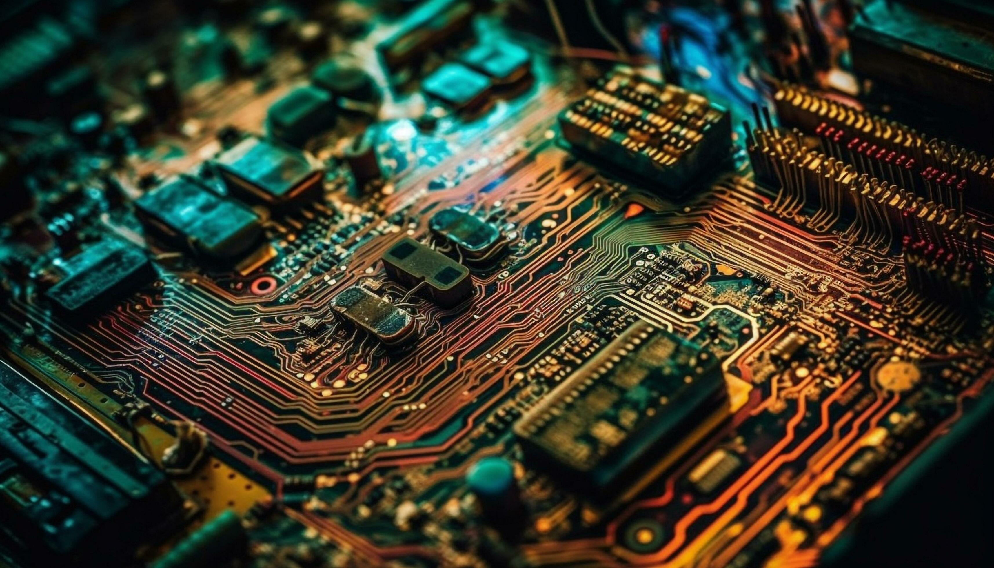 Complexity of semiconductor industry shown in close up of computer chip