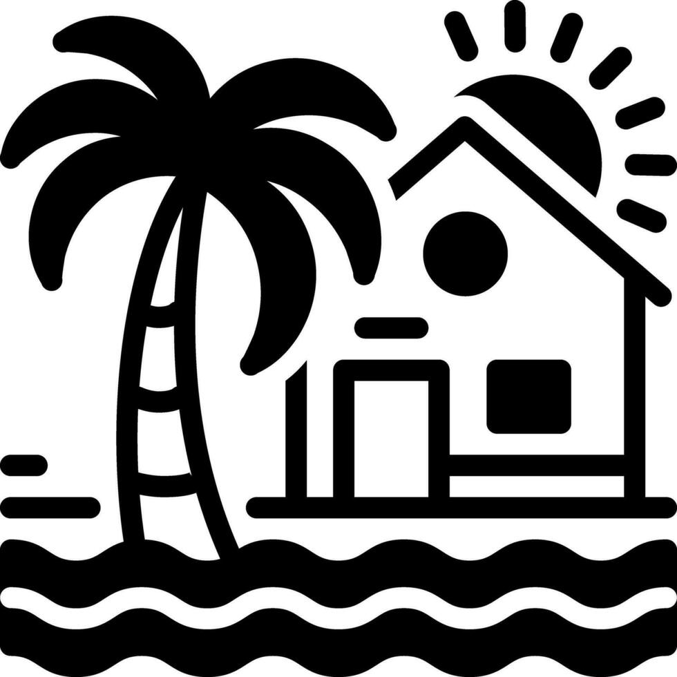 sólido icono para playa casa vector