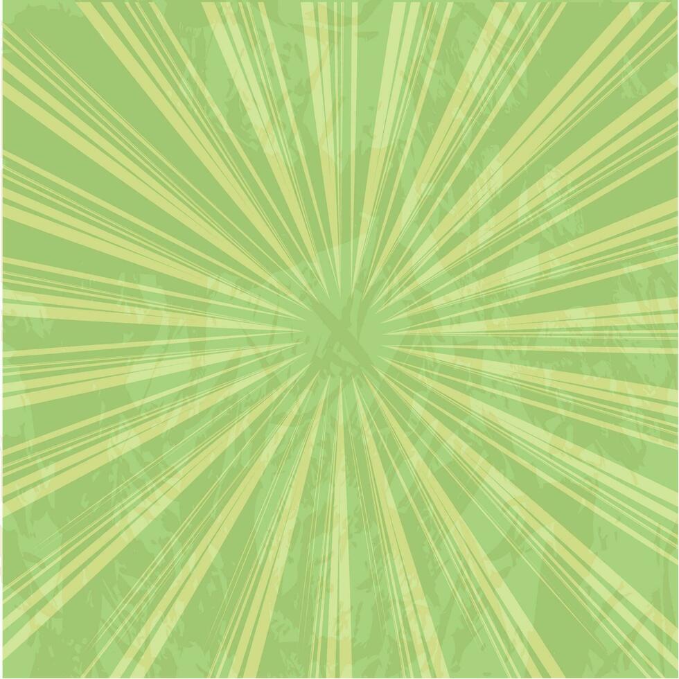 Vintage rays background in green and yellow color. vector