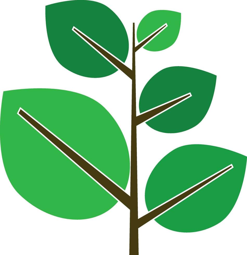 plano estilo verde árbol icono. vector