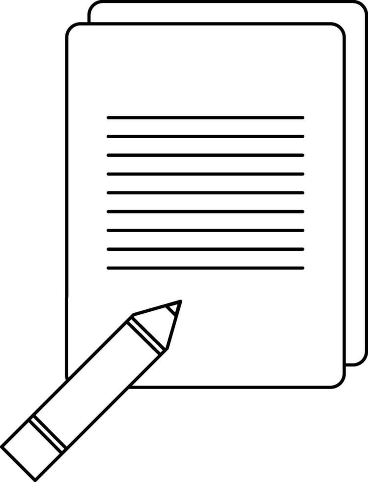 Notebook icon with pencil in stroke for writing. vector