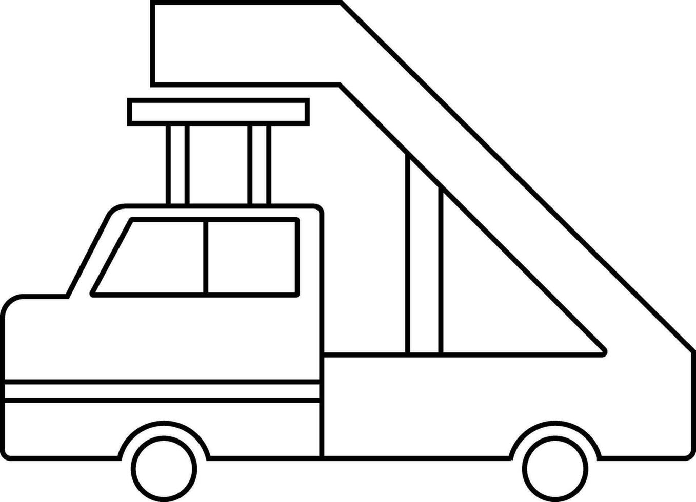 Line art illustration of airport stairs truck. vector