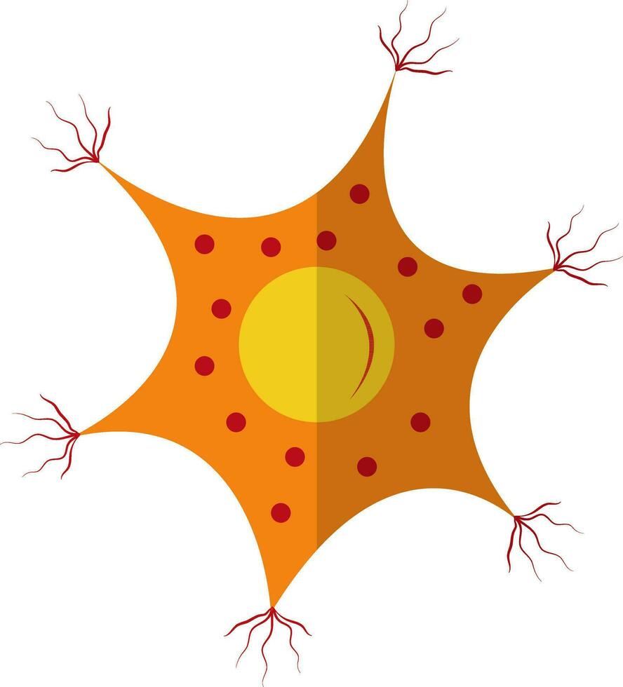 Flat style neuron in orange color. vector