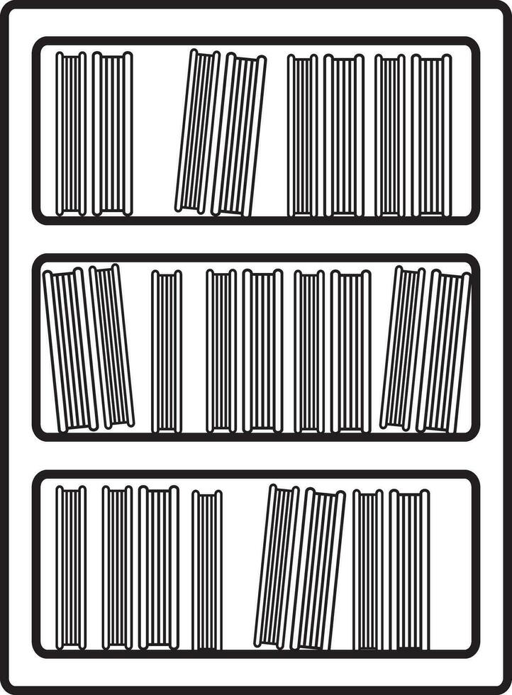 Stroke style of collection of books in shelf. vector
