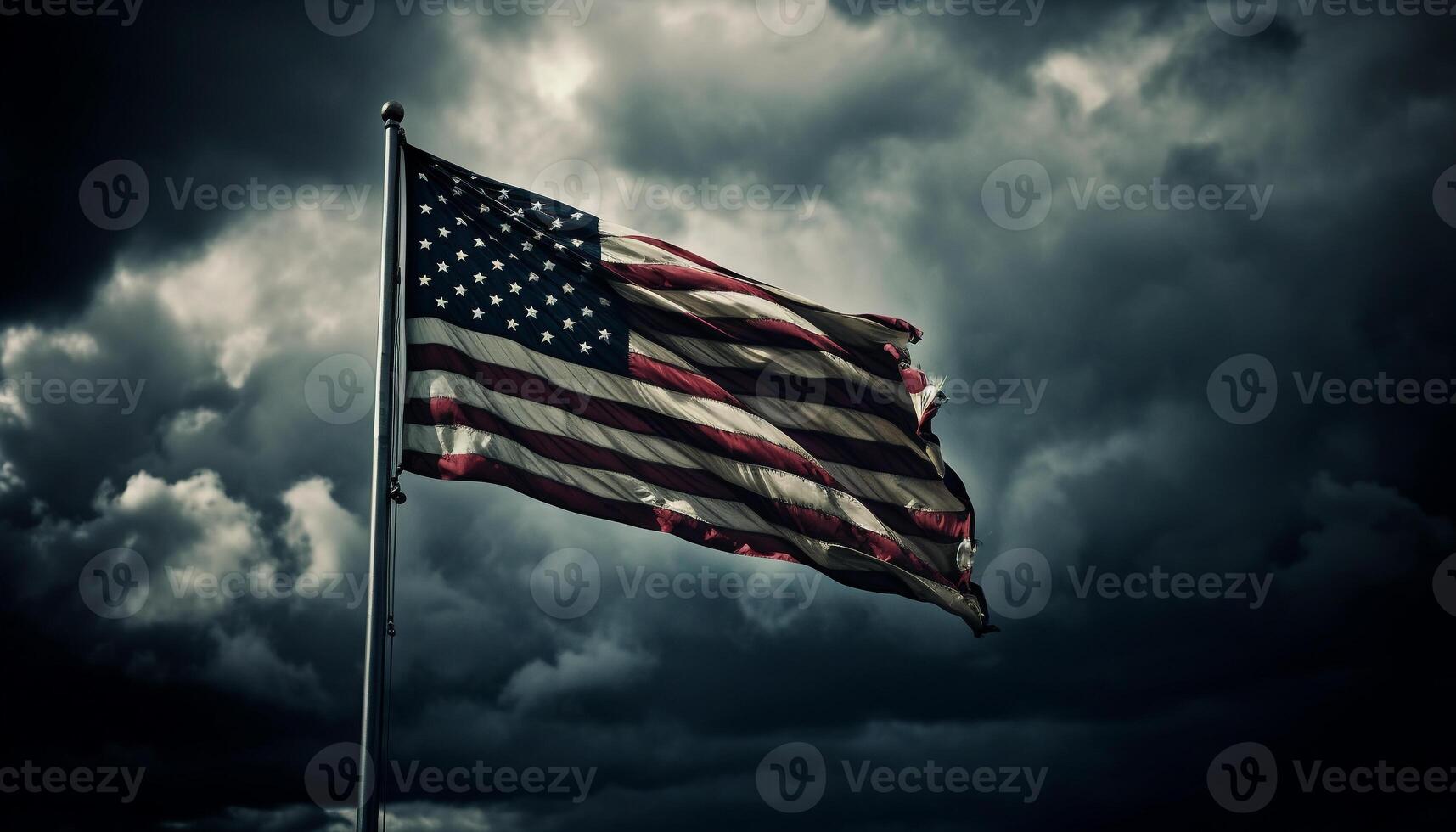 Waving American flag symbolizes pride and freedom generated by AI photo