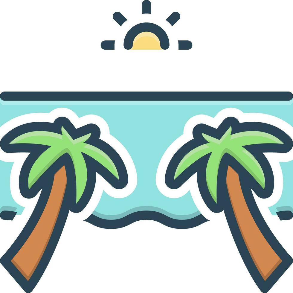 color icon for beach vector