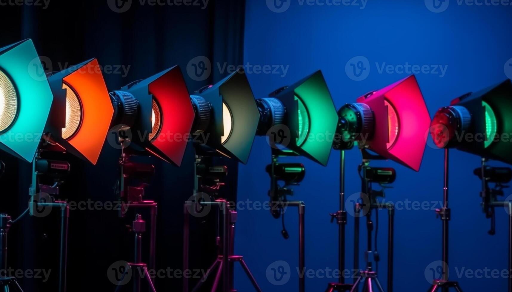 Spotlight illuminates stage set at popular concert generated by AI photo