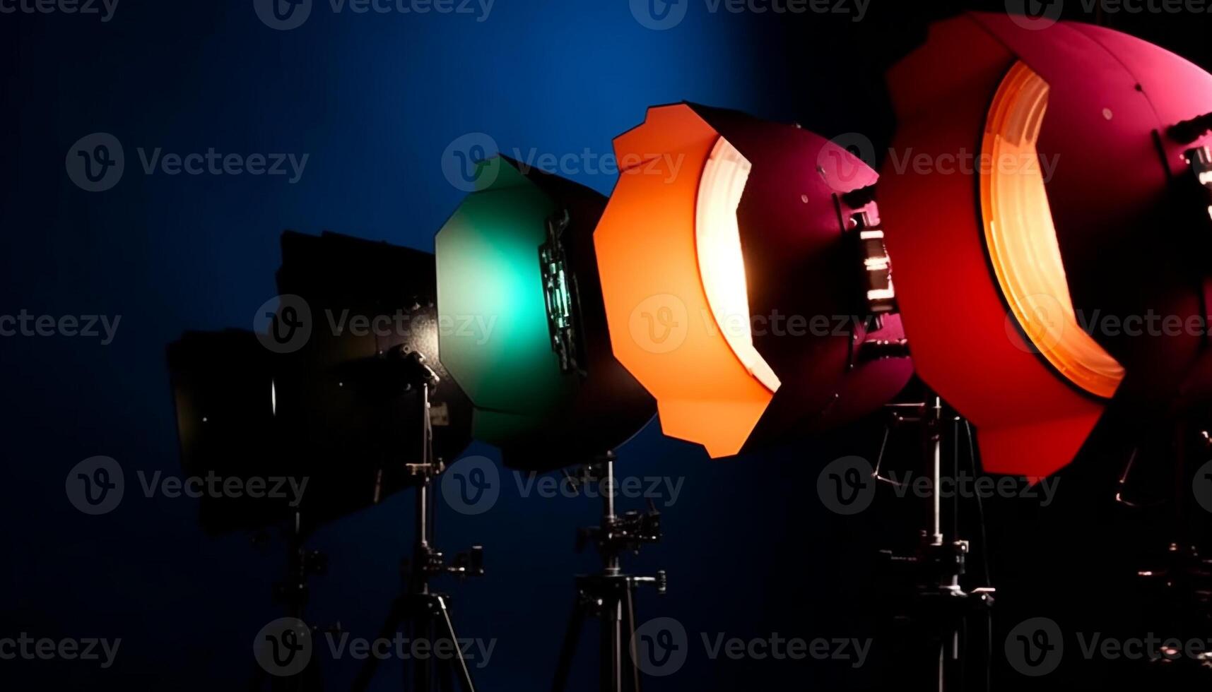 Spotlight illuminates stage, electrifying rock music performance generated by AI photo