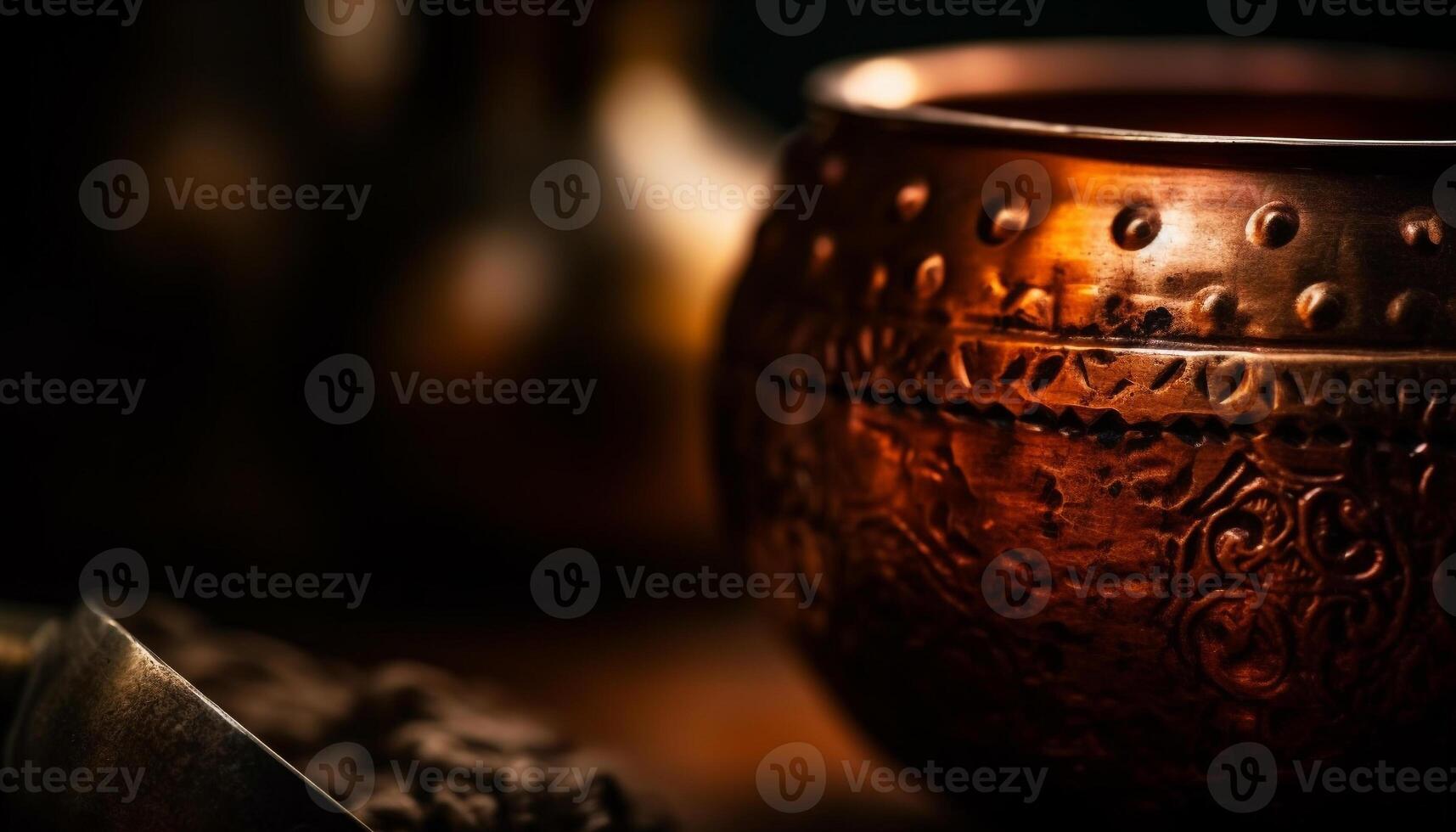 Rustic pewter flower pot holds ancient tradition generated by AI photo