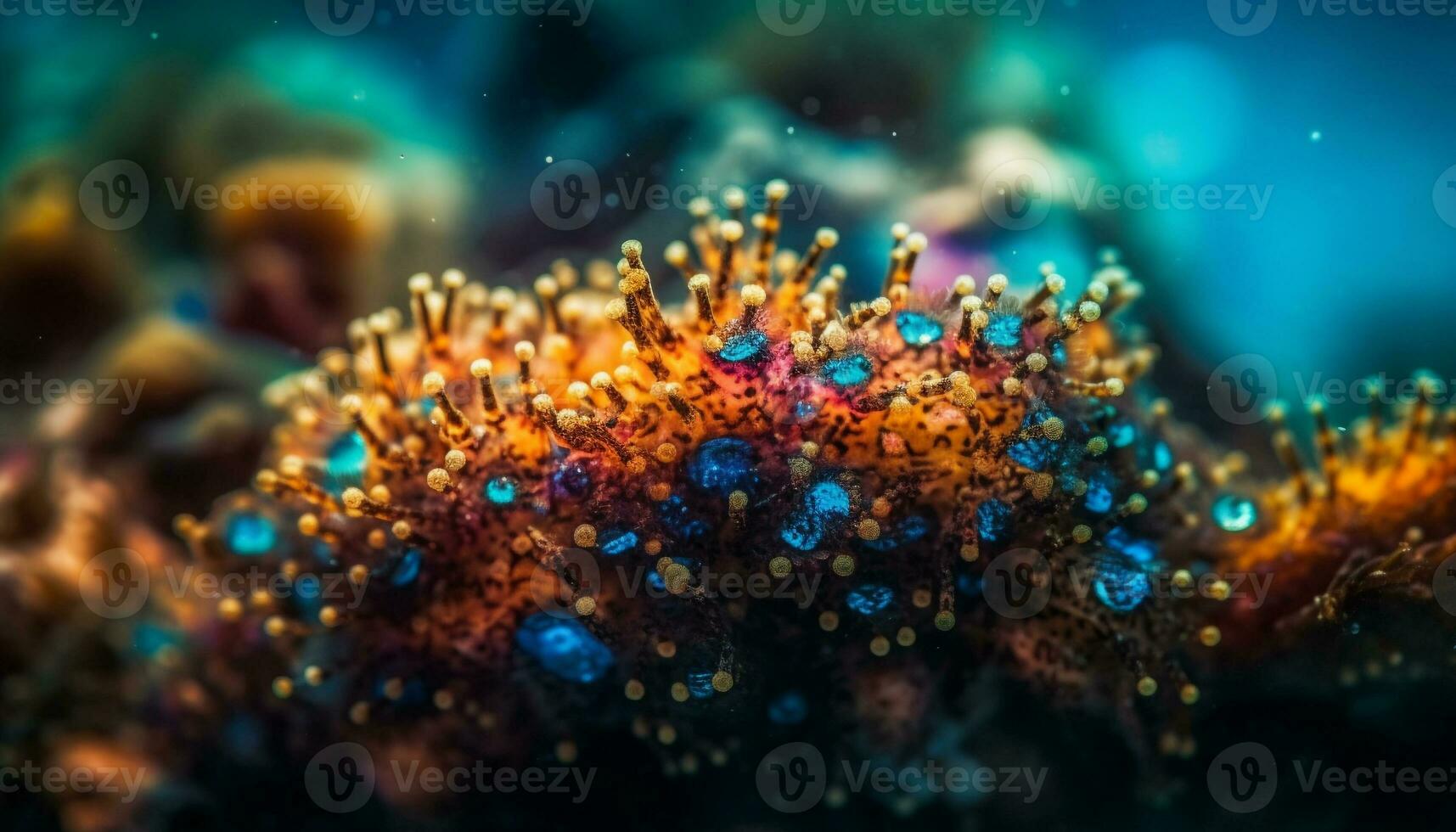 Glowing underwater coral reef, a natural decoration generated by AI photo