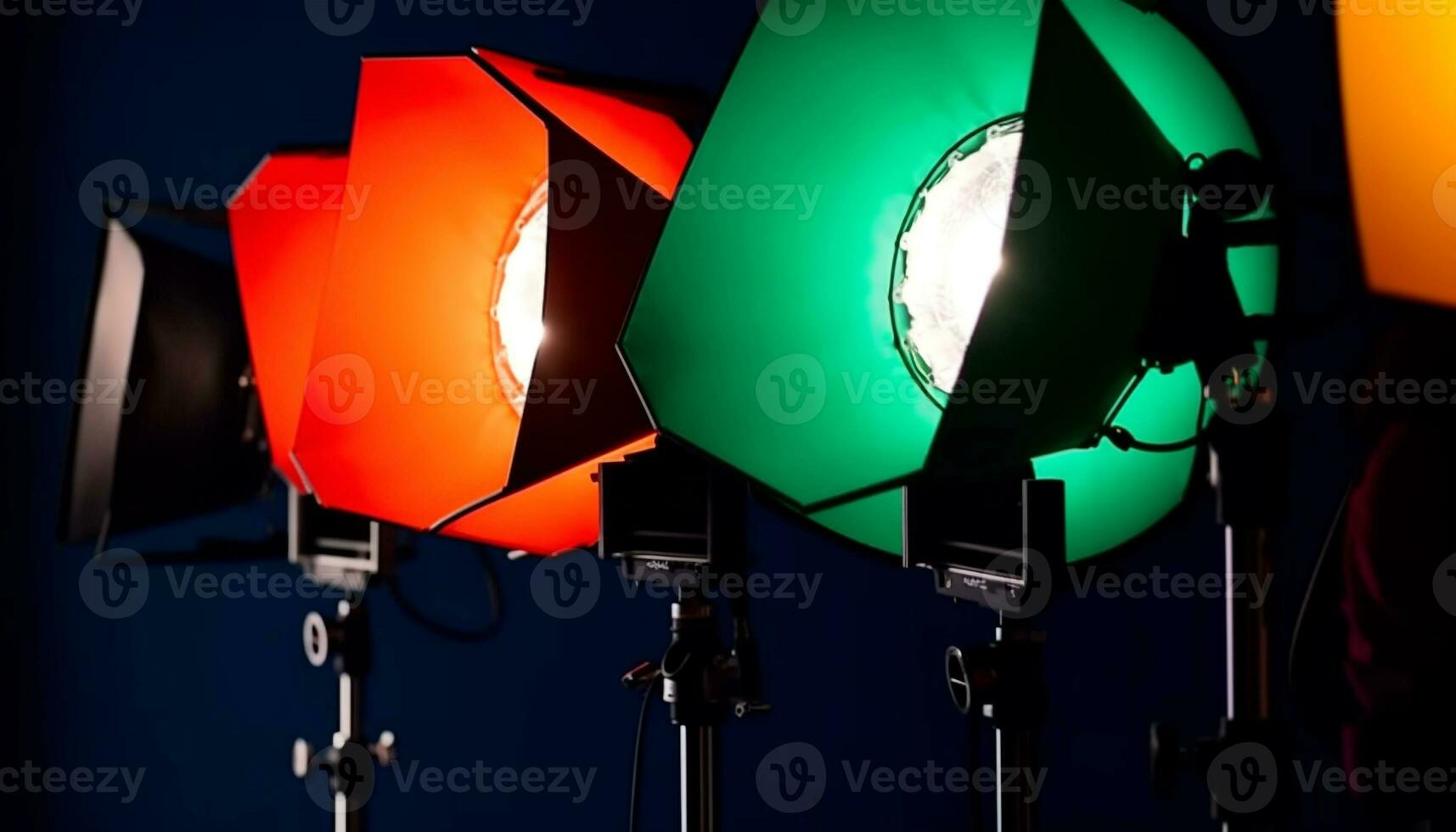 Vibrant colors spotted in modern staging light generated by AI photo