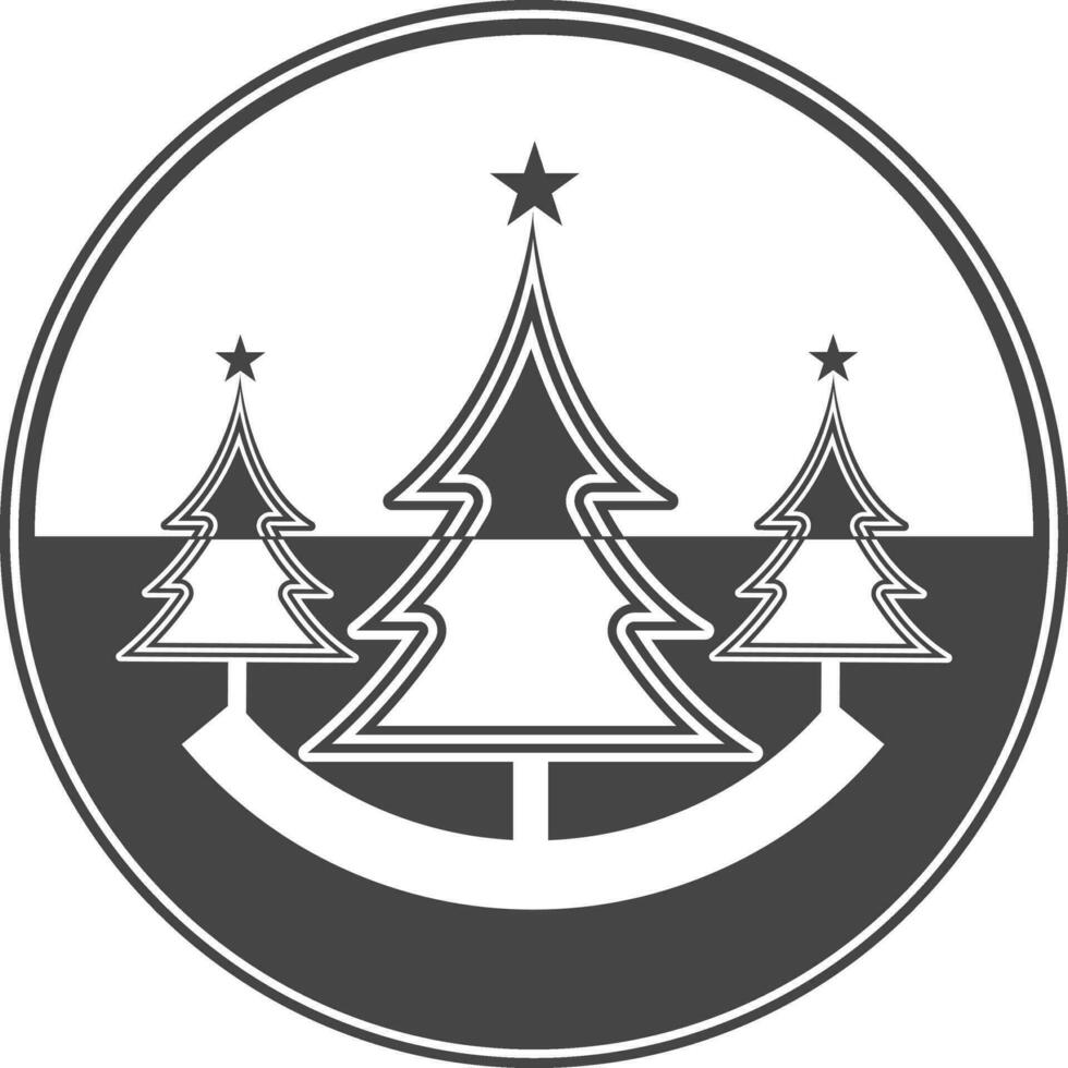 Christmas tree with star in a cirle. vector