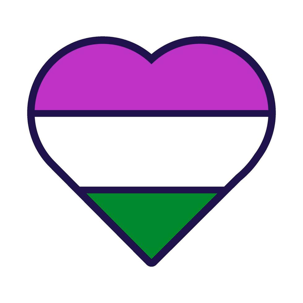 Outline Flag Heart Genderqueer Pride Icon vector