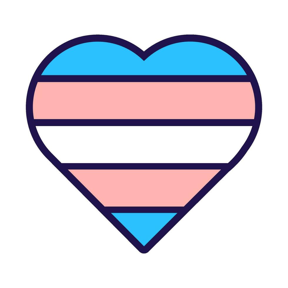 Outline Flag Heart Transgender Pride Icon vector