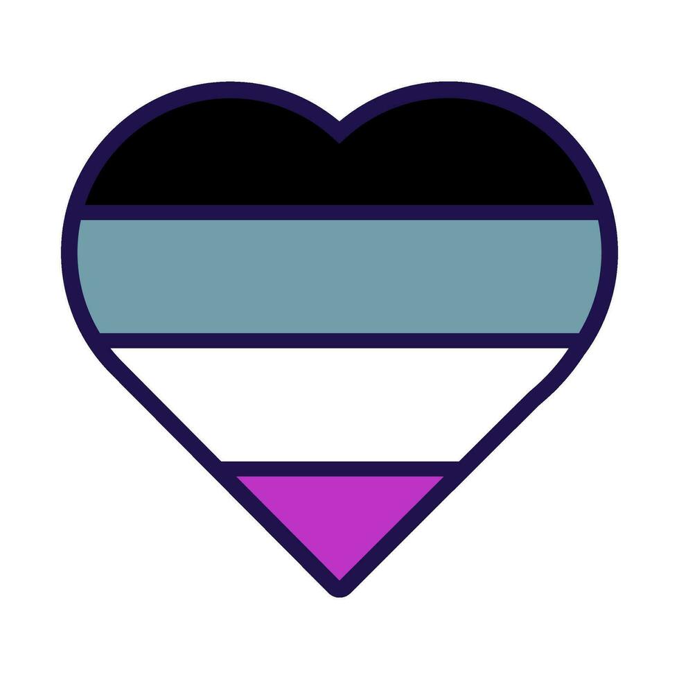 Outline Flag Heart Asexual Pride Icon vector