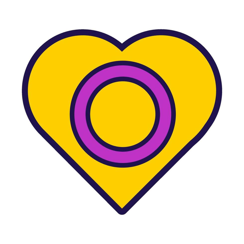 contorno bandera corazón intersexual orgullo icono vector