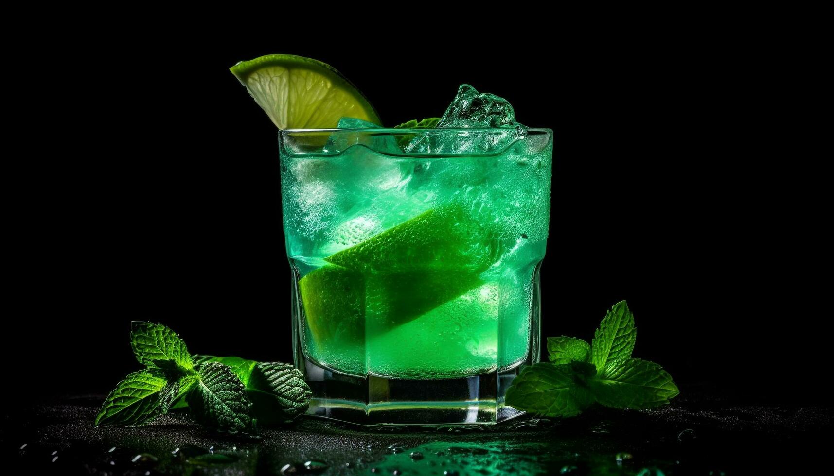 Fresh mojito cocktail with lime, mint leaf, and soda water generated by AI 24933264 Stock Photo