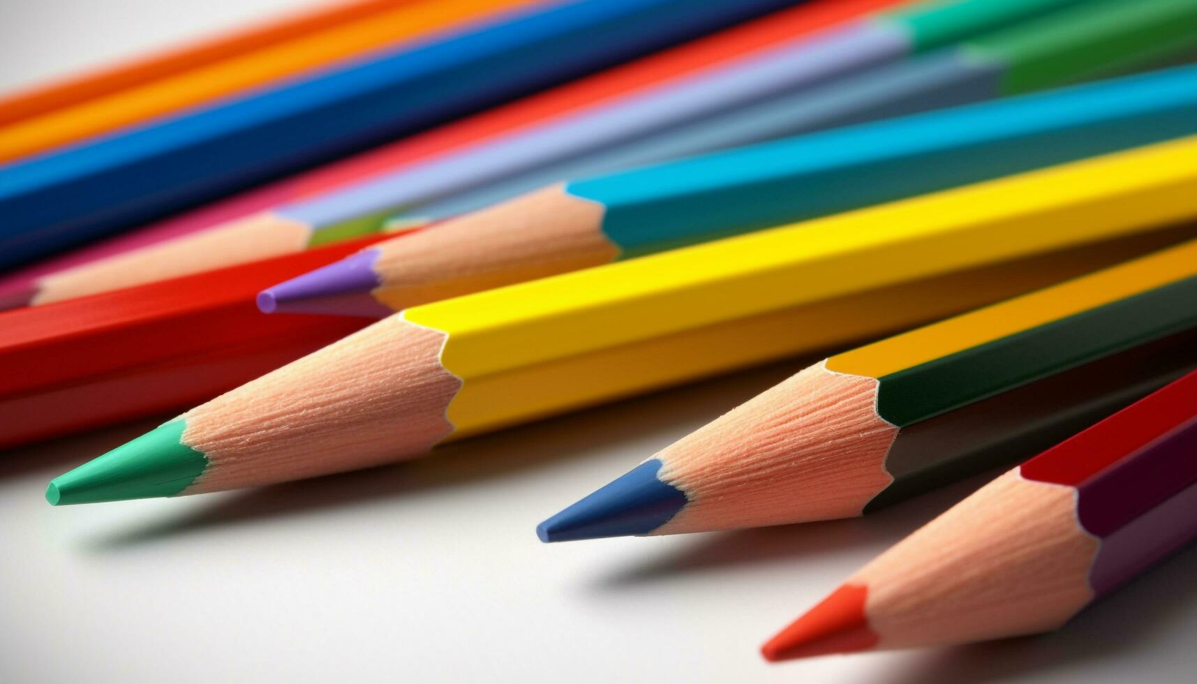 Rainbow color pencils, Stock image