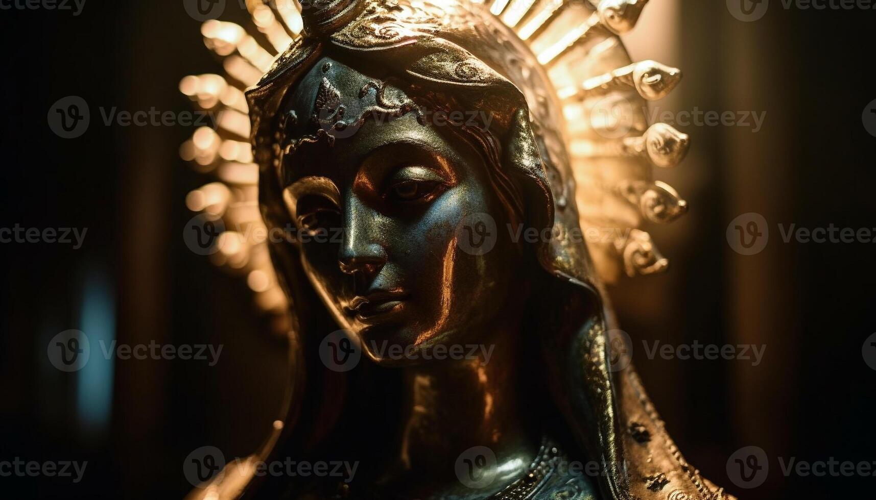 Golden statue symbolizes spirituality in Christianity generated by AI photo