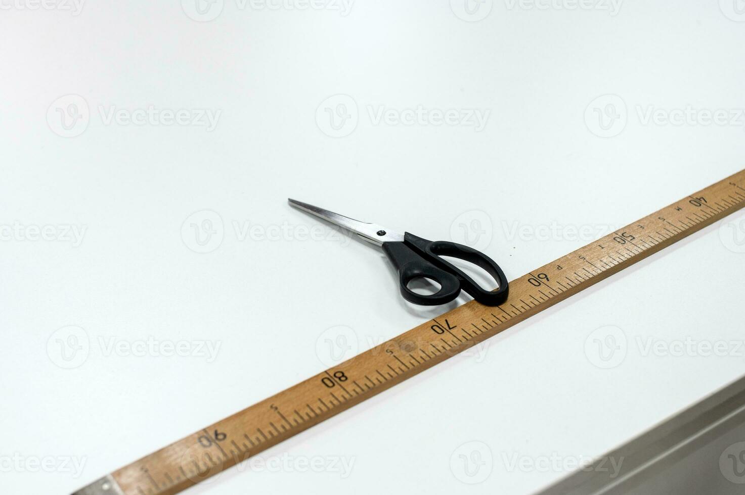 Ruler and scissors for fabric photo