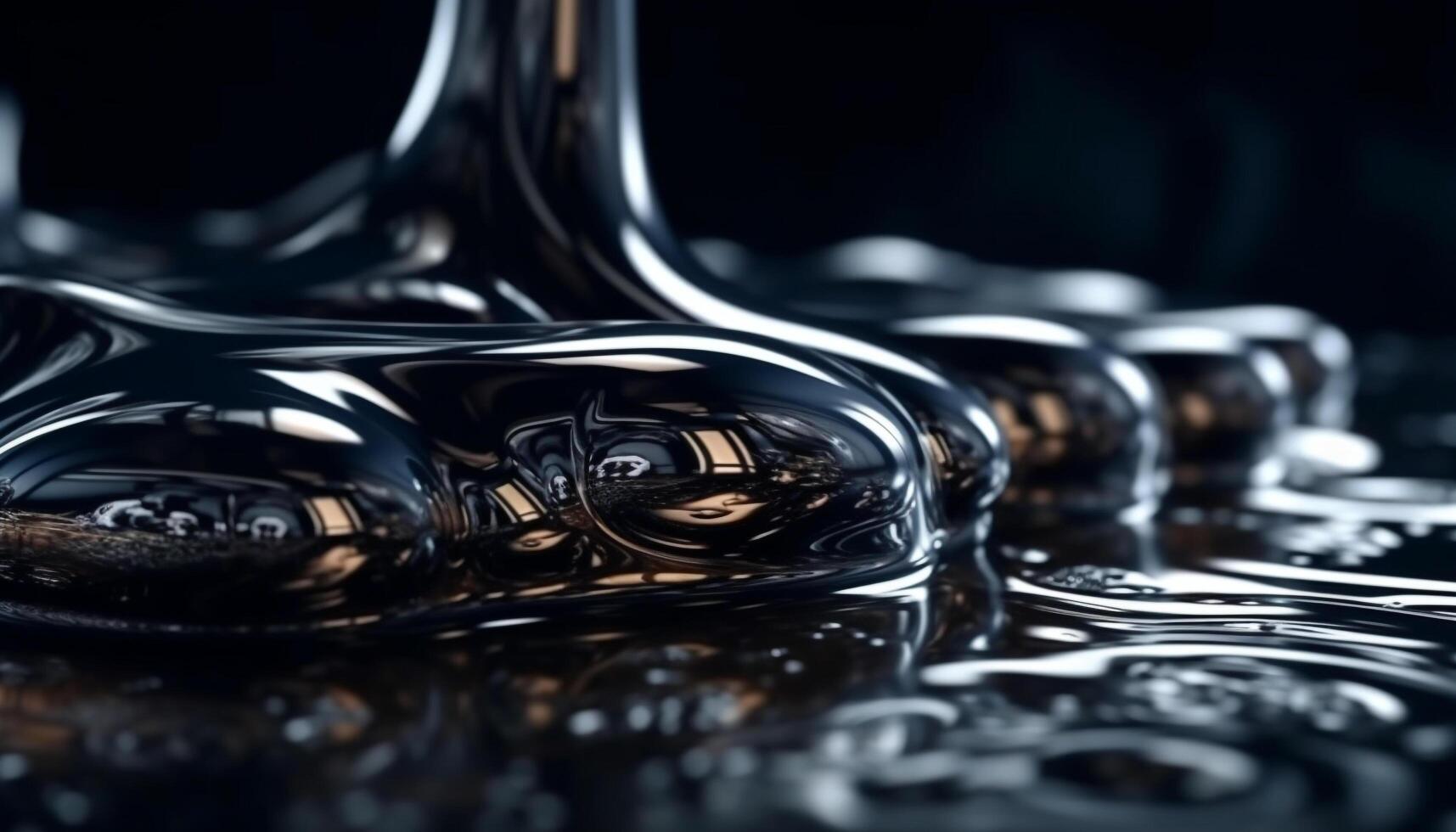 Transparent raindrop reflects purity of nature freshness generated by AI photo