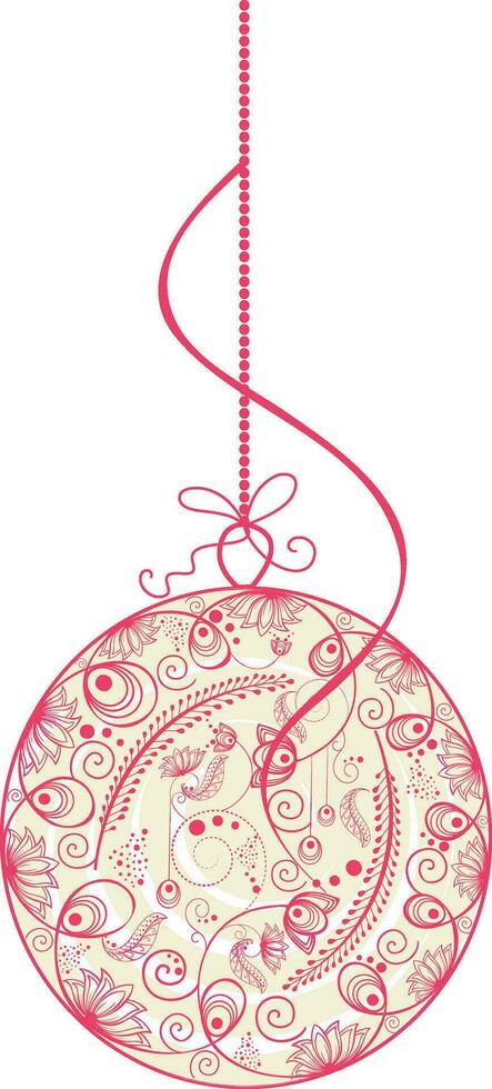 Floral design decorated christmas ball. vector
