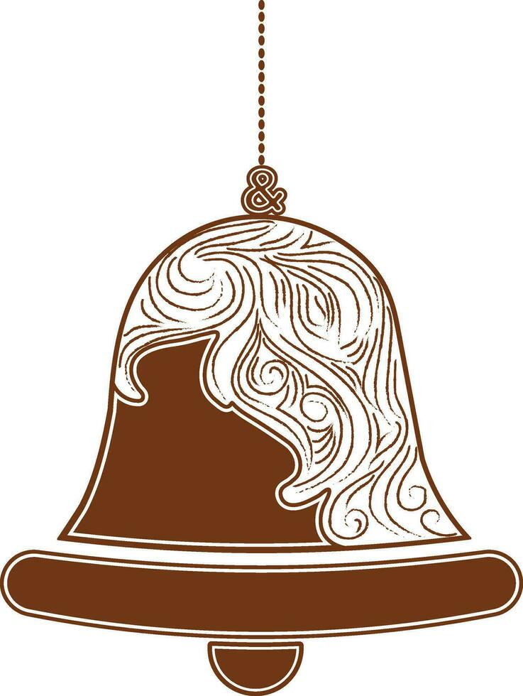 Hanging ring bell icon in brown color. vector