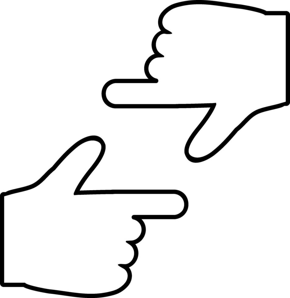 Line art illustration of Capturing or framing hand gesture. vector