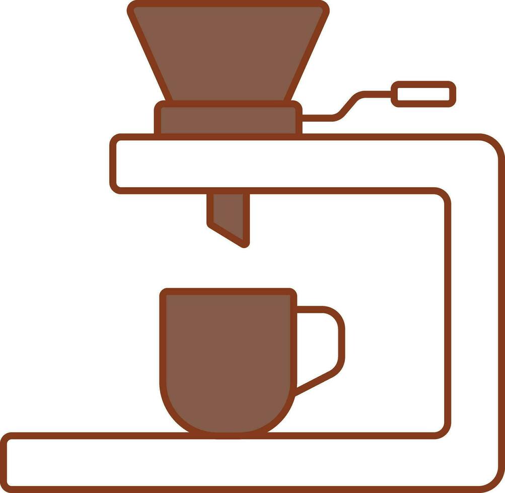 café amoladora máquina icono en marrón y blanco color. vector