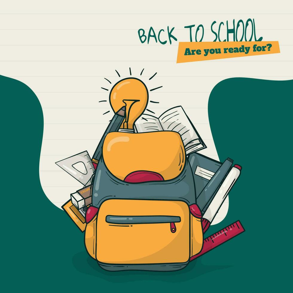 Back to school template design with doodle art of student stationary concept design vector