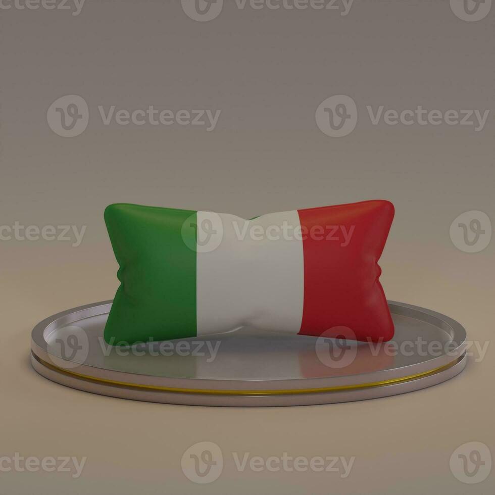 3d rendering pillow with Italy Flag motif on a podium suitable for project design photo