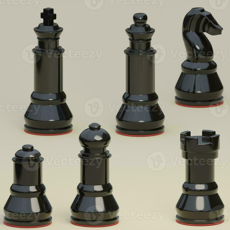 3d prestados negro ajedrez piezas Perfecto para Deportes diseño proyecto foto
