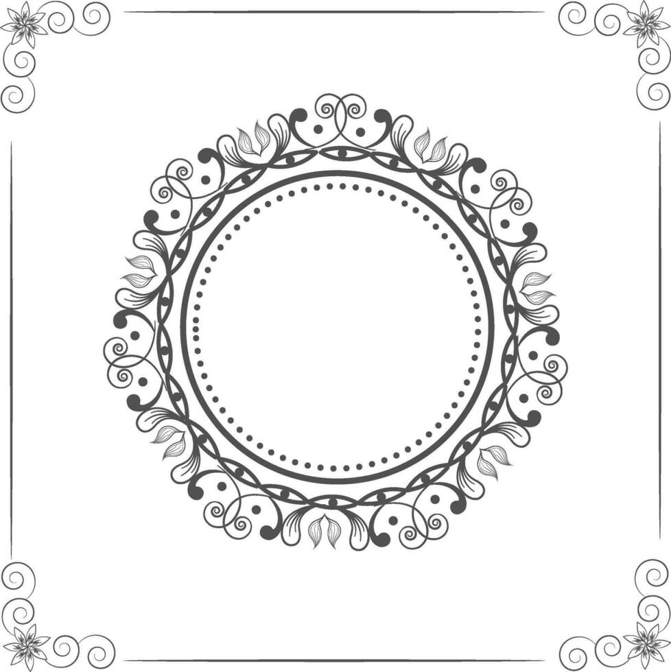 redondeado marco con floral adornos vector