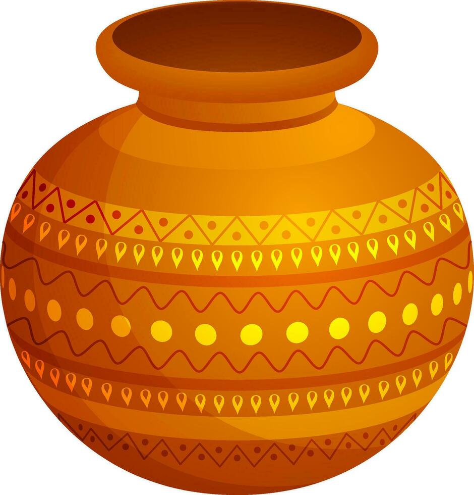 Decorated traditional mud pot. vector