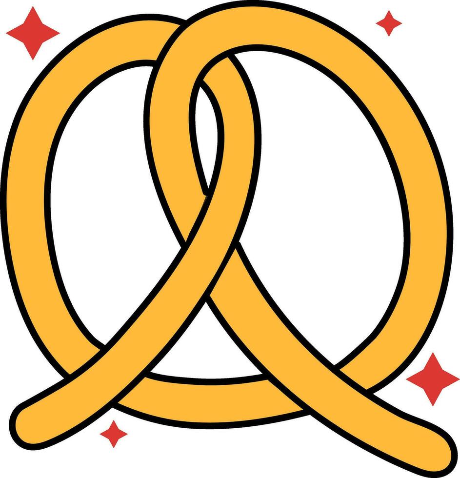 Flat Illustration Of Yellow Pretzel Icon. vector