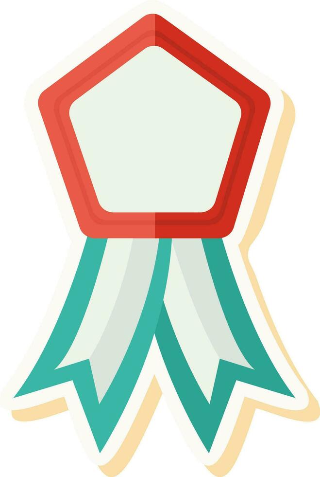 Pentagon Blank Award Ribbon Icon In Sticker Style. vector