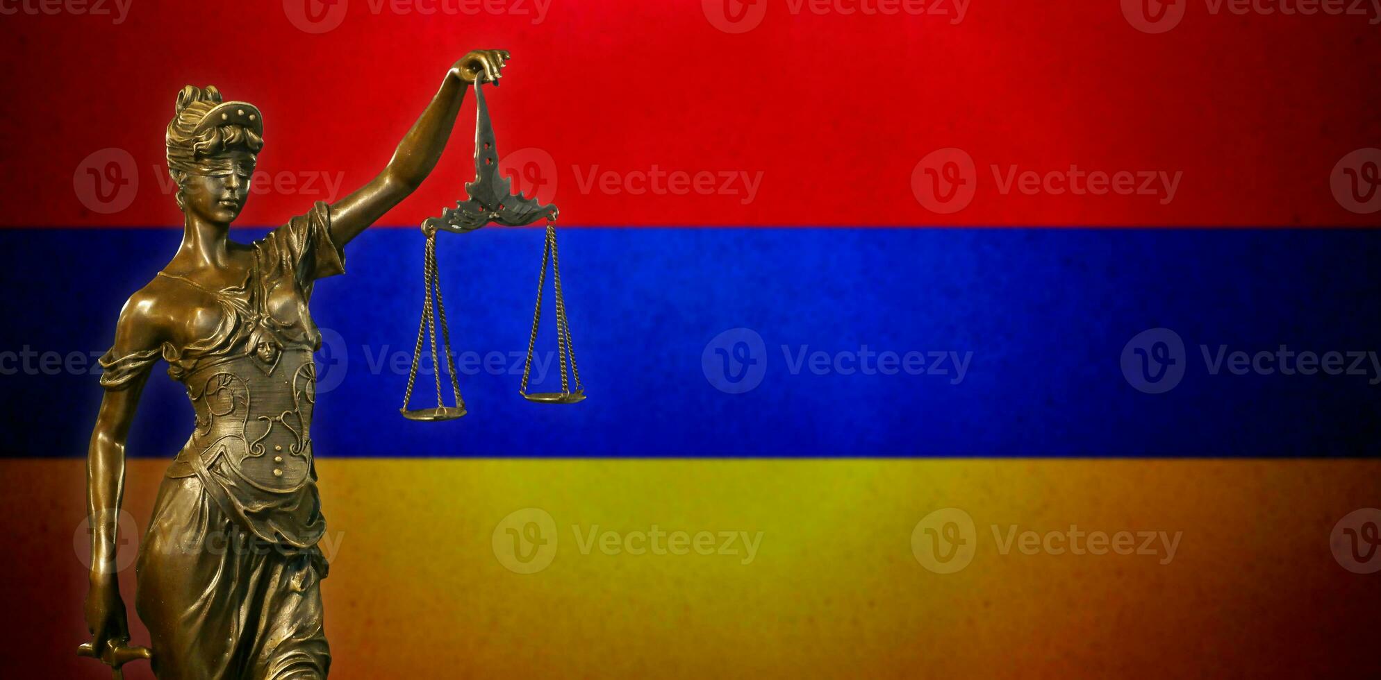 Lady Justice against an Armenian flag photo