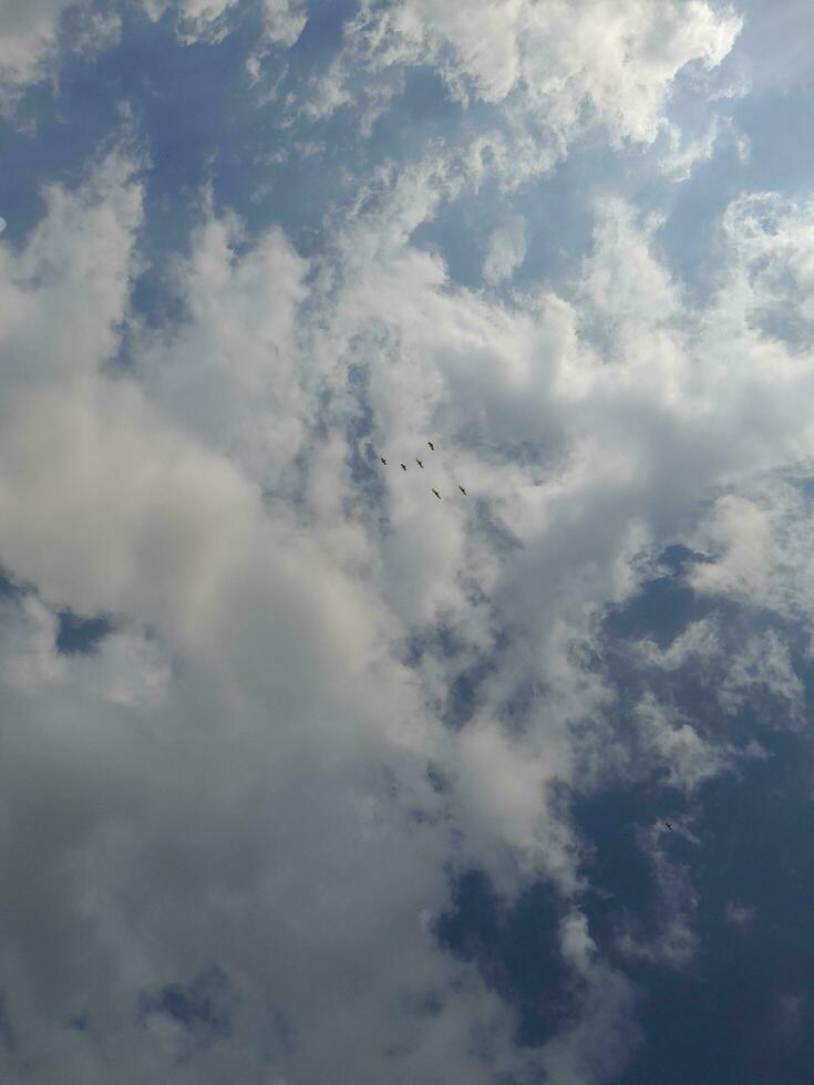 The white clouds on the blue sky are perfect for the background.  Skyscape on Lombok Island, Indonesia photo