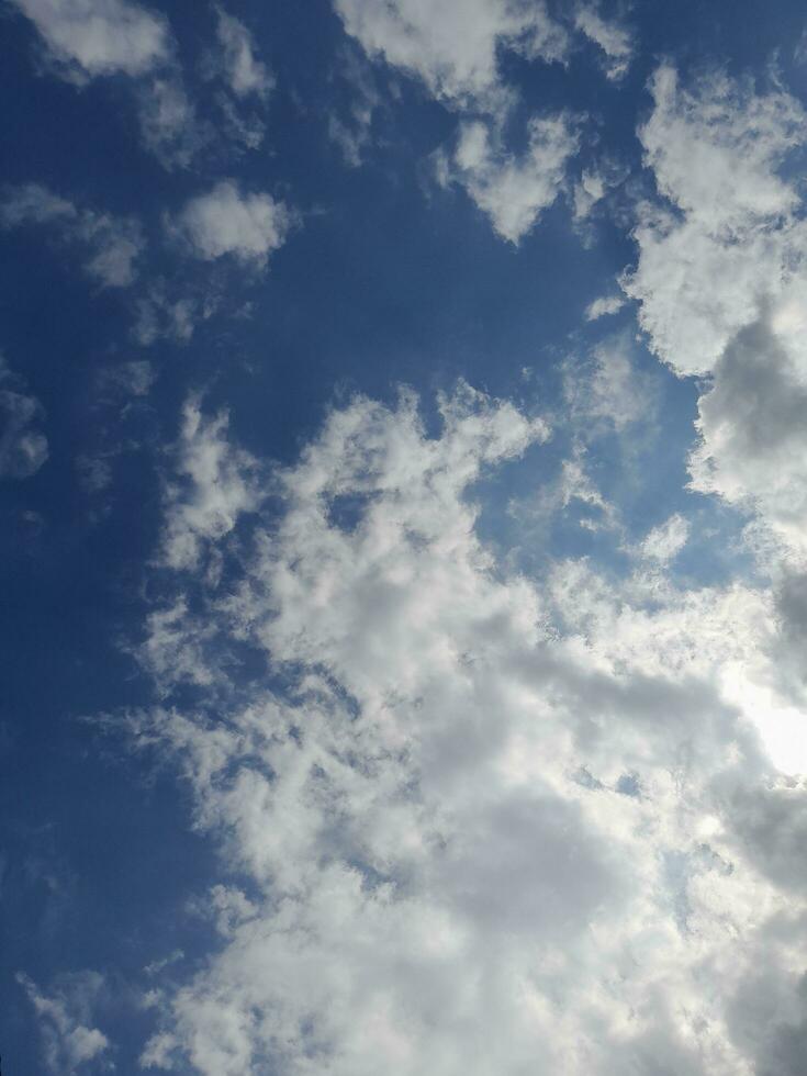The white clouds on the blue sky are perfect for the background.  Skyscape on Lombok Island, Indonesia photo