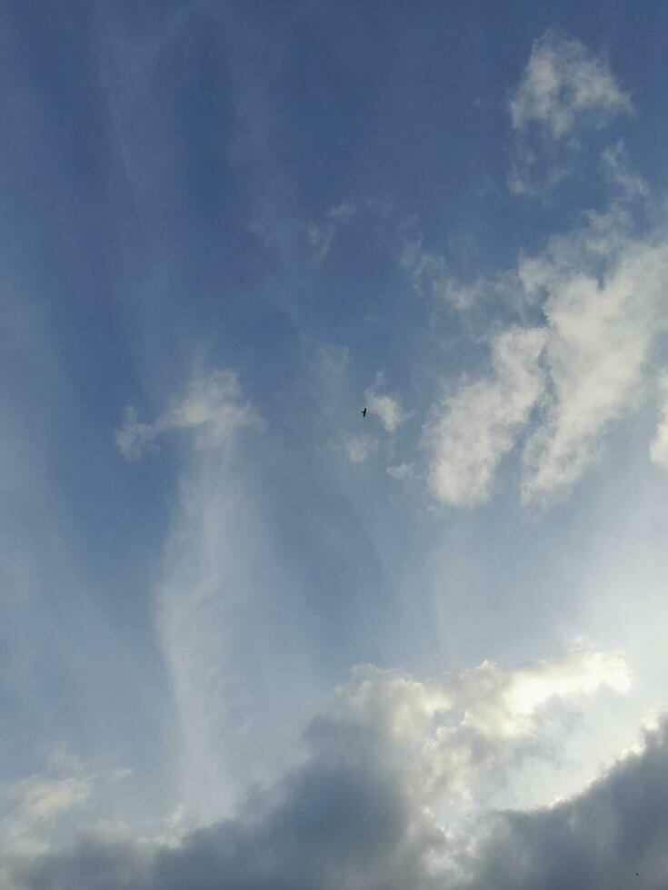 The white clouds on the blue sky are perfect for the background.  Skyscape on Lombok Island, Indonesia photo