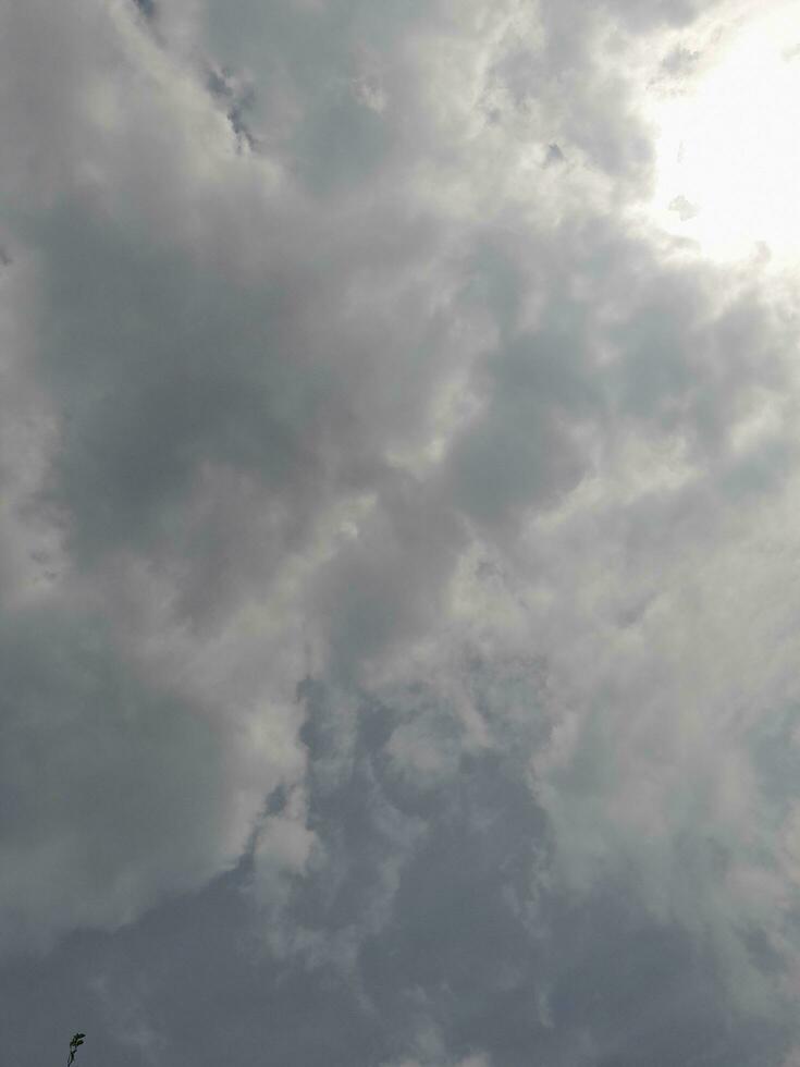 The white clouds on the blue sky are perfect for the background.  Skyscape on Lombok Island, Indonesia photo