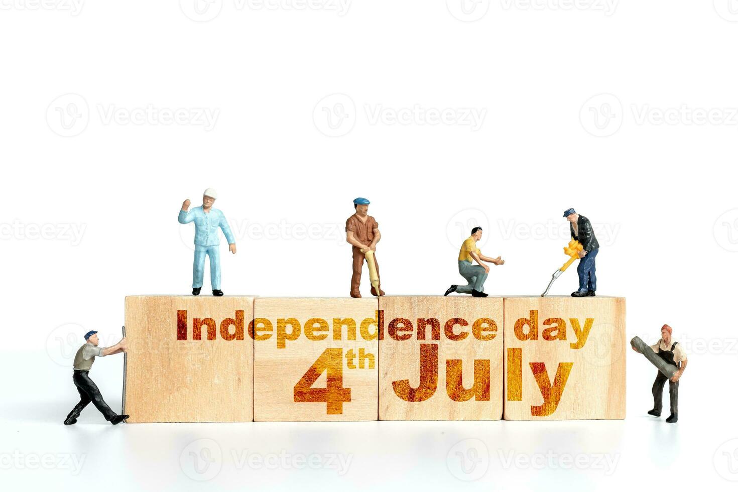 Miniature people, Group of people celebrating the Fourth of July , Independence Day, United States photo