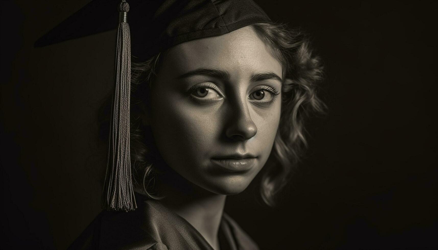 Beautiful young woman in graduation gown smiling confidently generated by AI photo