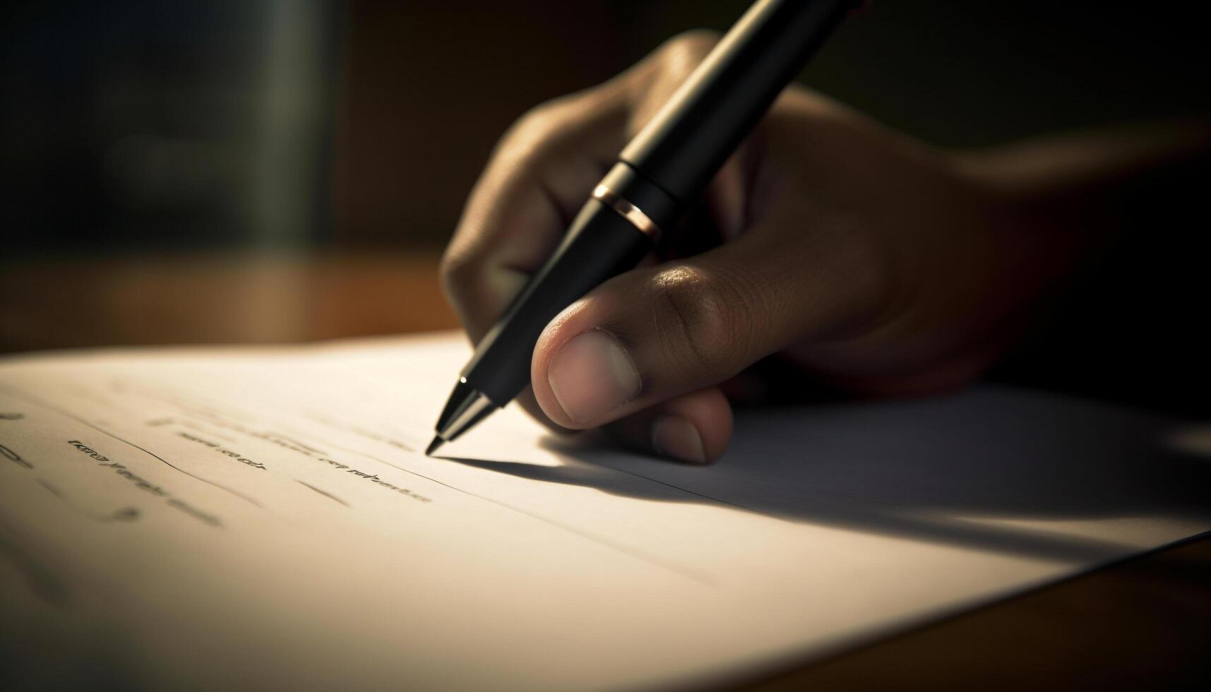Handwriting contract with fountain pen for business agreement generated by AI photo