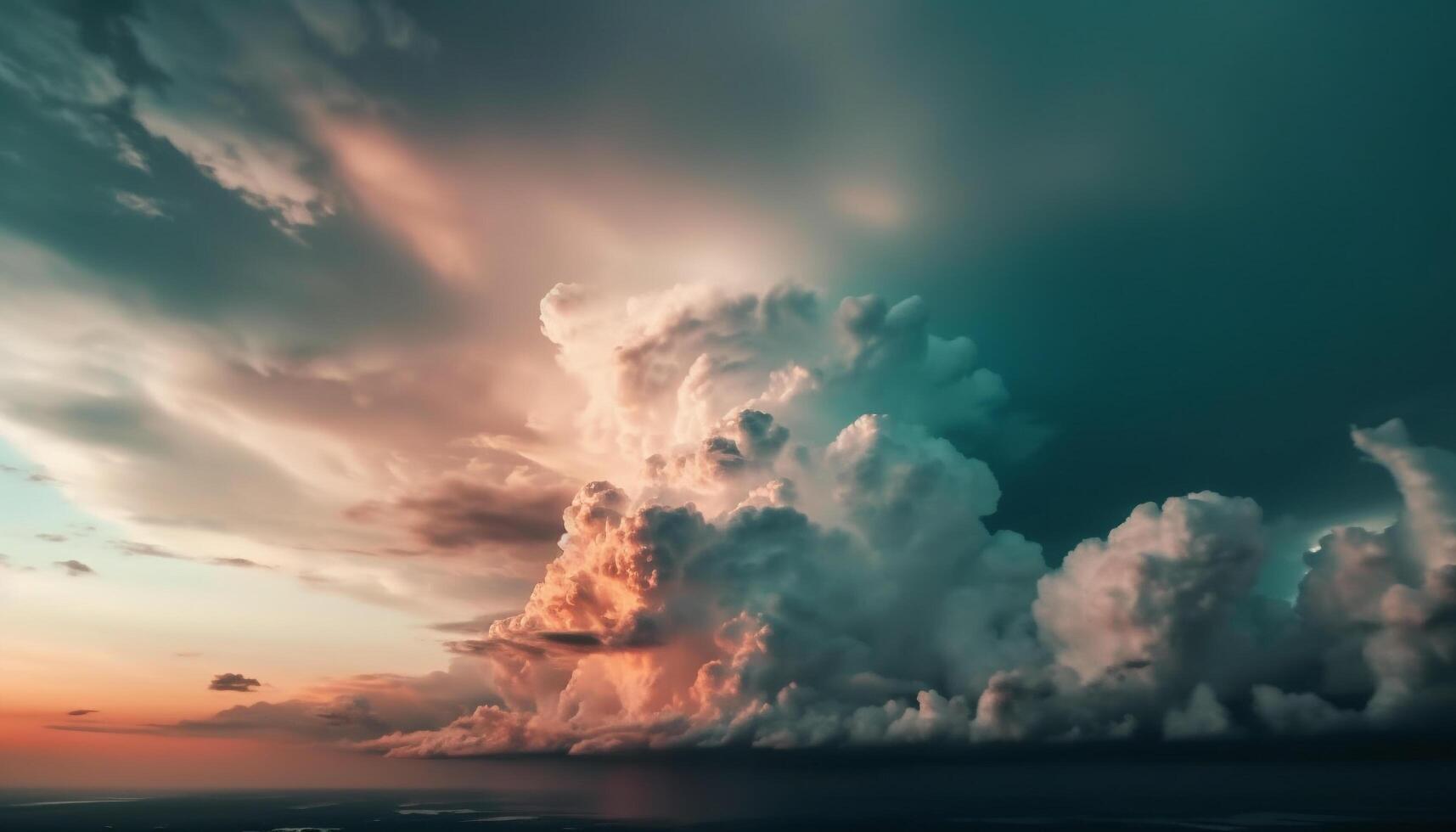 Beauty in nature sunset over tranquil seascape generated by AI photo